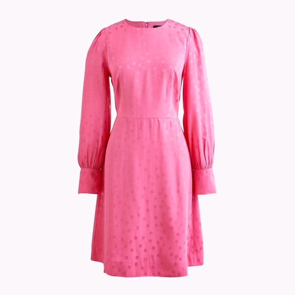 🆕️ J. Crew Pink Shift Dress Jacquard Floral Dot - Picture 2 of 13